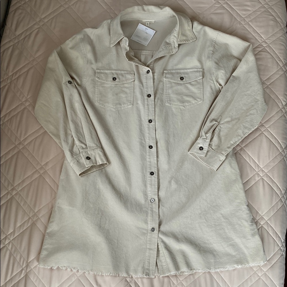 Cream Button-Up Shirt Dress